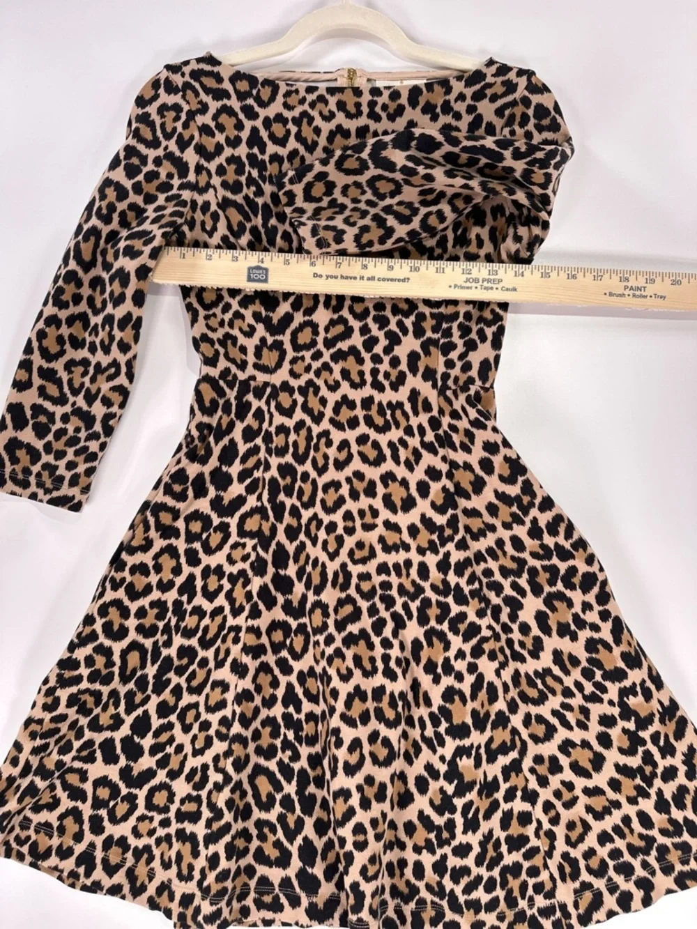 Kate Spade Leopard Print Fit Flare Ponte Dress 0 Brown 3/4 Sleeve
